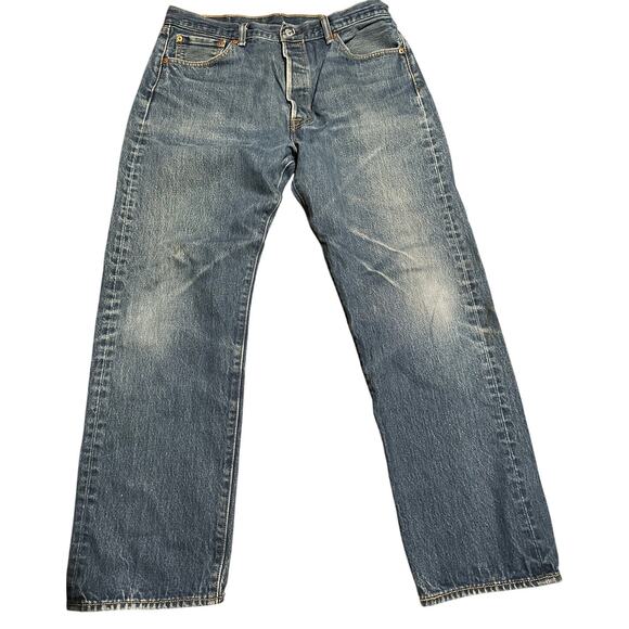 Levi's 501 Original Shrink-To-Fit Men's Jeans, Button Fly, Medium Wash, Sz 36x32 - Picture 1 of 8